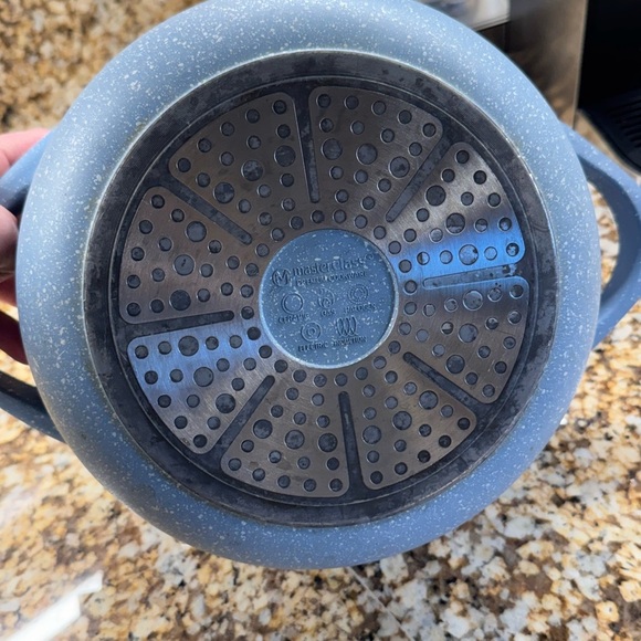 Master Class Cookware Casserole/Pot  11 inch With Lid Qt Blue Speckled EUC - Picture 4 of 7